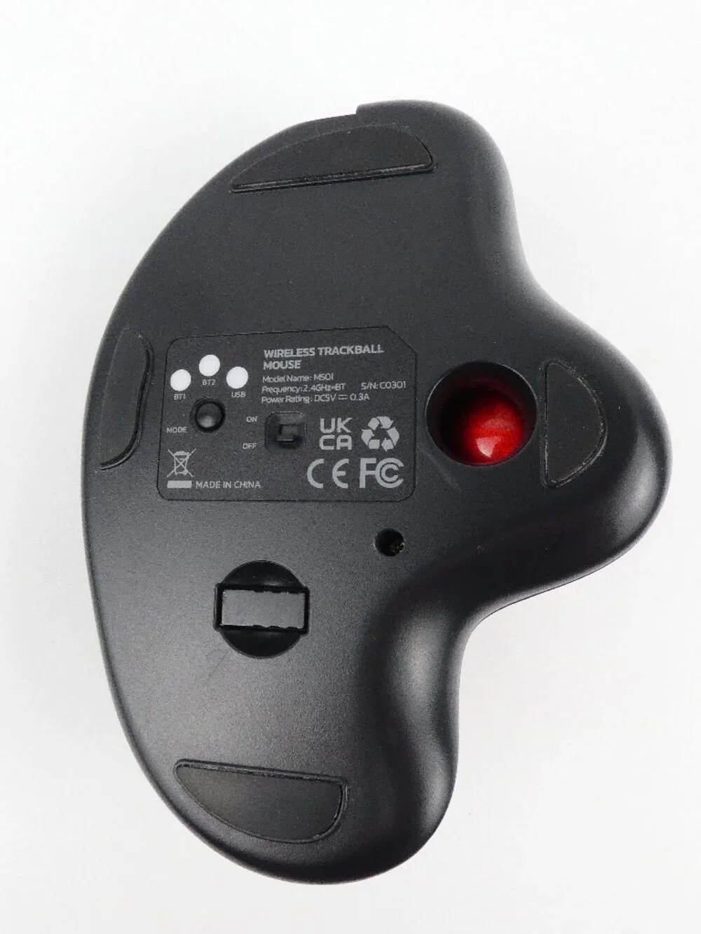 Nulea M501 Wireless Trackball Mouse Rechargeable 3 Device Connections Red Ball